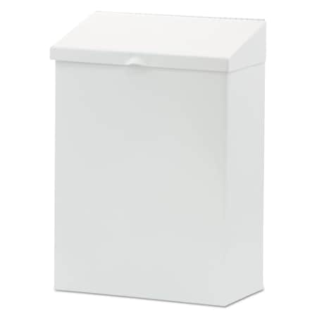 Hospeco Rectangular Indoor Metal Can, White, Top Door, Metal, 8.25 in ND-1W